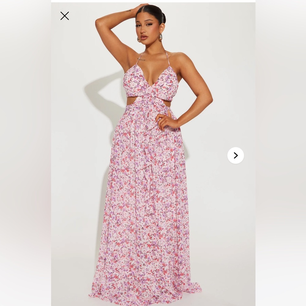 Floral Pink Maxi Dress (FashionNova)